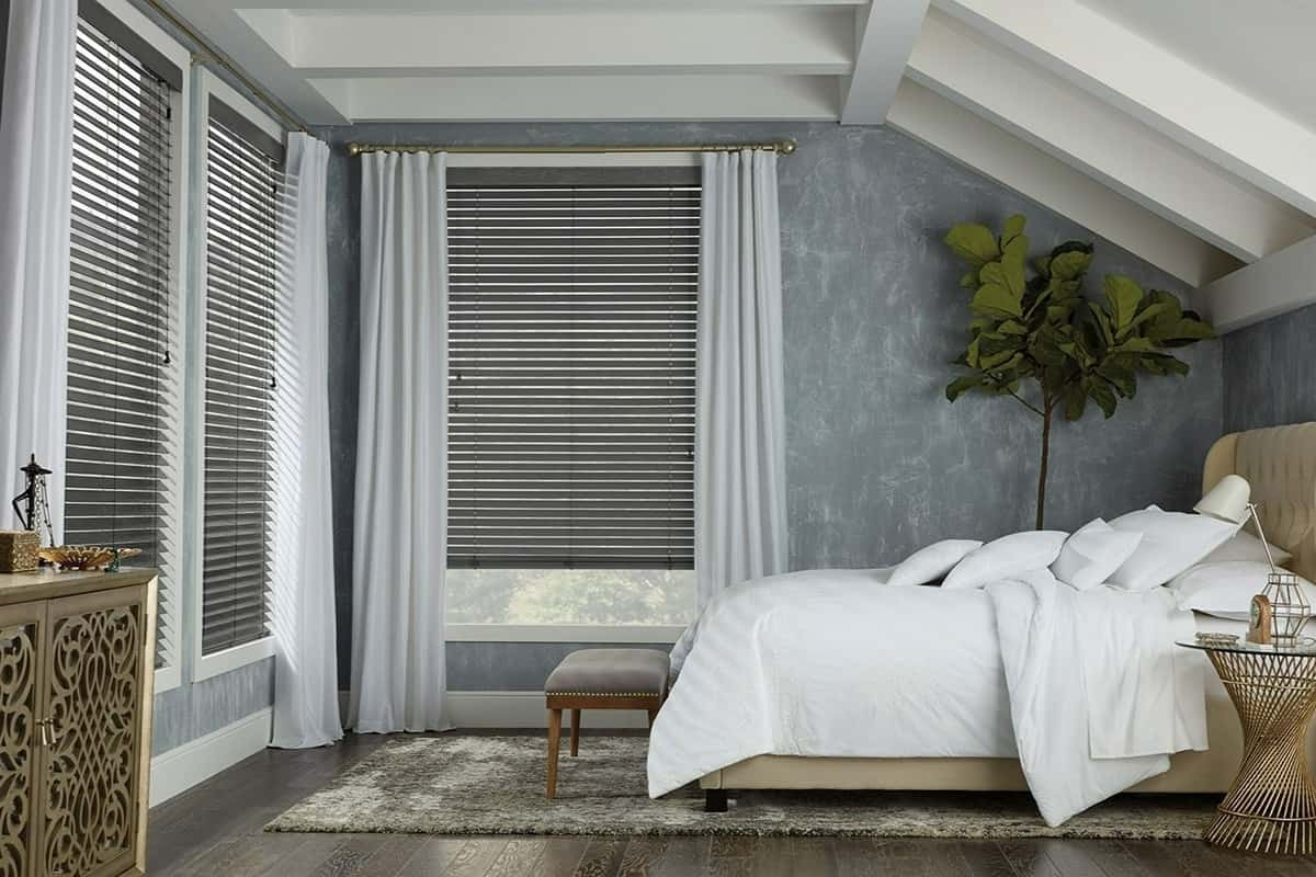 Blackout Blinds, Bedroom Window Treatments Hunter Douglas Parkland® Wood Blinds near Seneca, South Carolina (SC)