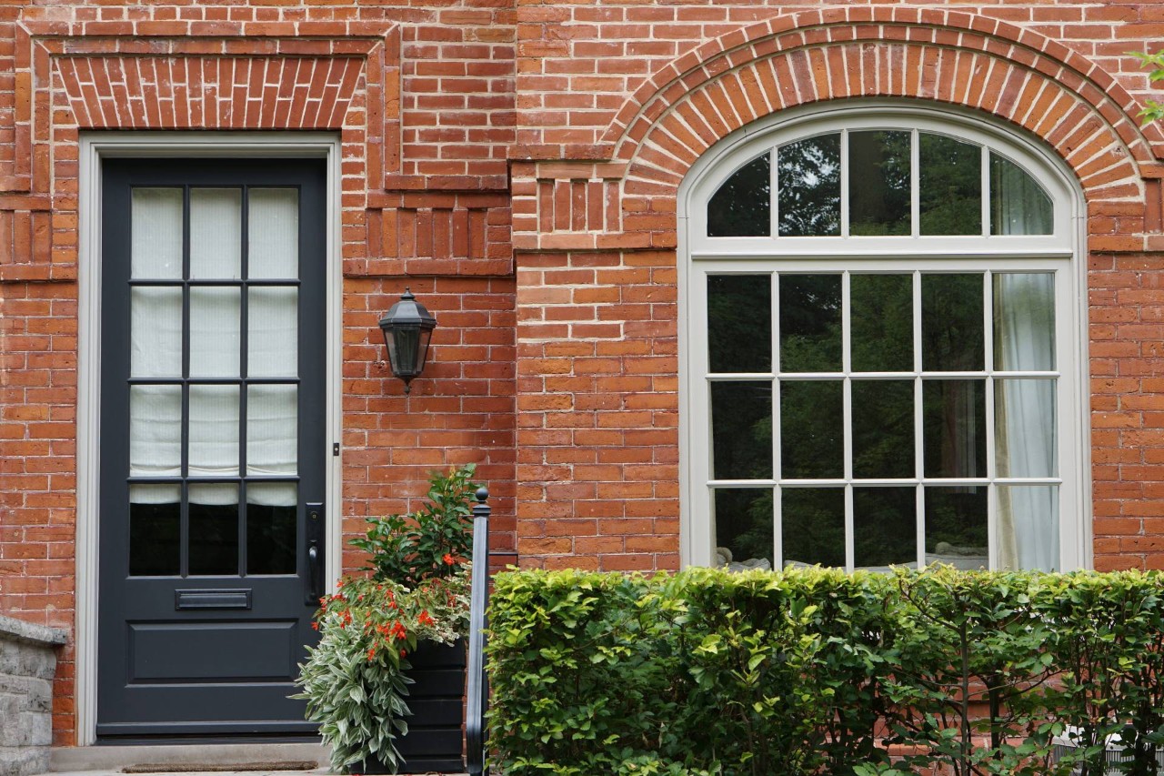 Front door shade on a brick home near Seneca and Greenville, SC