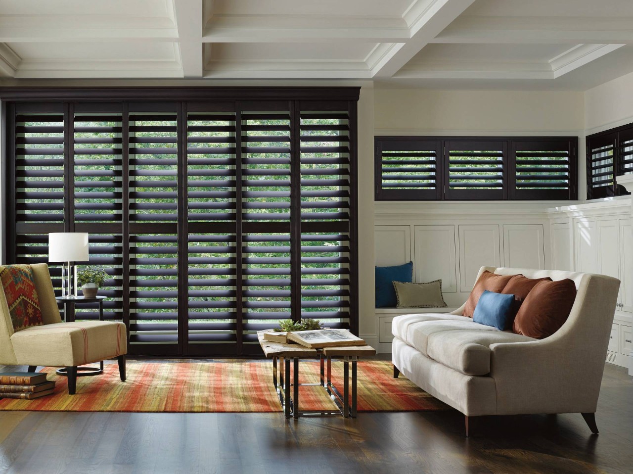 Hunter Douglas interior wood shutters in a home near Seneca & Greenville, SC